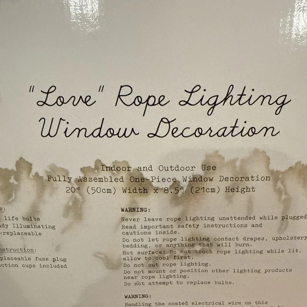 Vintage 2002‎ LOVE Rope Lighting Window Decoration 20 X 8.5